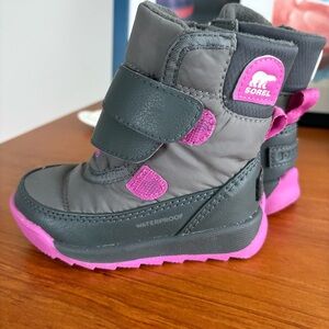 Sorel Kids Waterproof Boots - Charcoal and Fuchsia